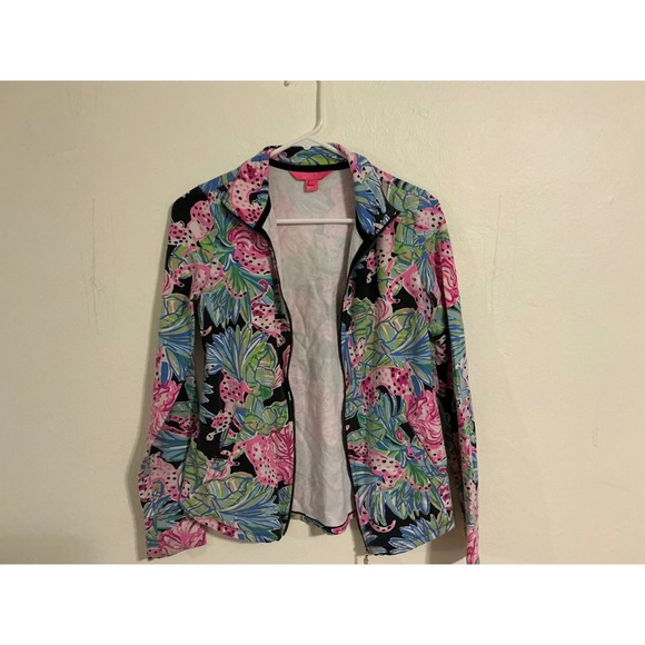 Lilly Pulitzer Zip Up Jacket Cheetah Floral Print XXS - Picture 2 of 5